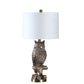 HomeRoots 28” Resin Owl Desk Lamp With Antiqued Silver Finish