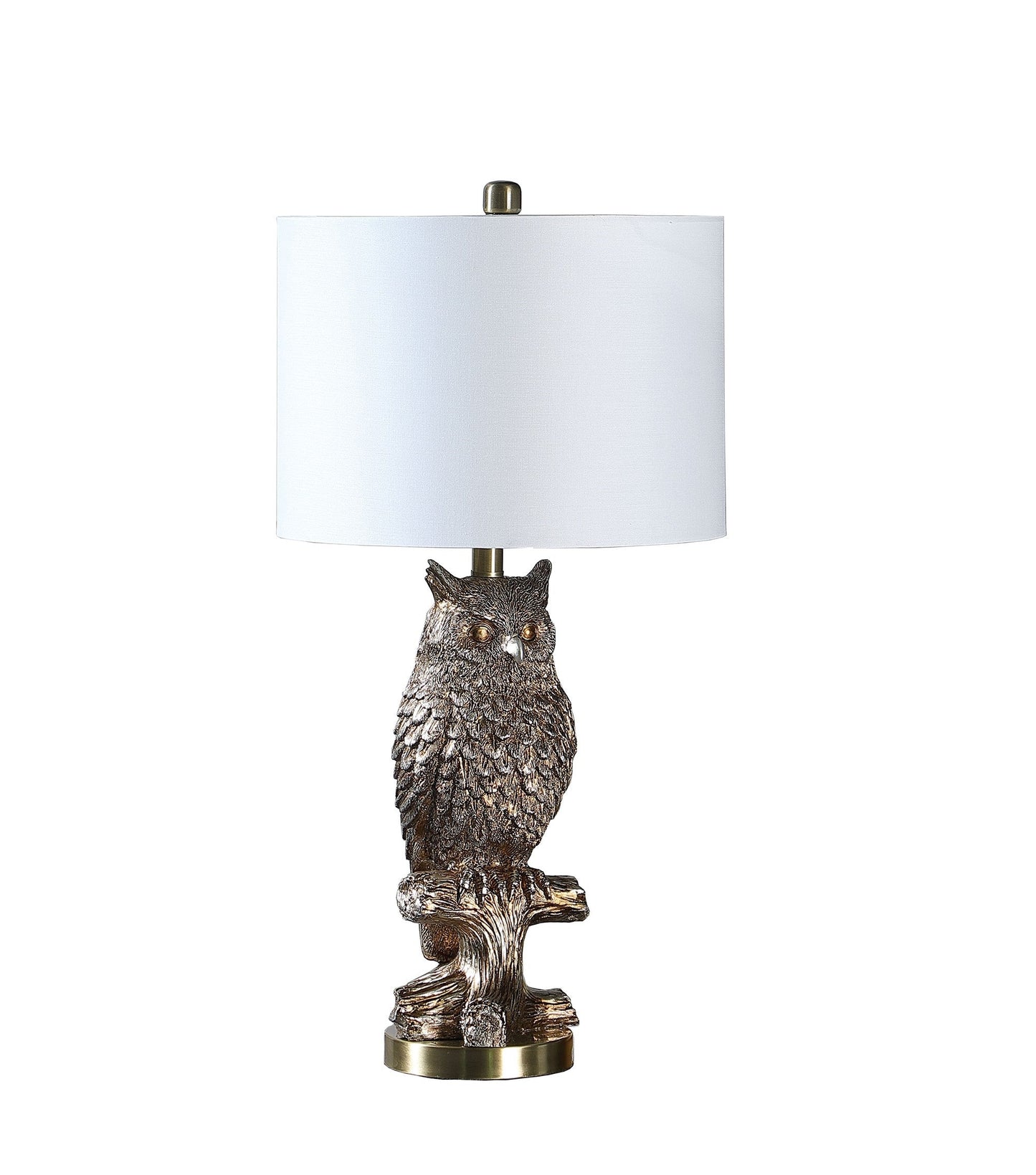 HomeRoots 28” Resin Owl Desk Lamp With Antiqued Silver Finish