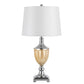 HomeRoots 29” Amber Glass And Silver Table Lamp in Set of Two