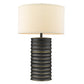 HomeRoots 29" Ceramic Column Table Lamp With Off White Drum Shade in Black Finish