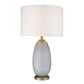 HomeRoots 29" Column Table Lamp With White Drum Shade in Brass Metal Finish