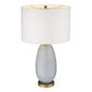 HomeRoots 29" Column Table Lamp With White Drum Shade in Brass Metal Finish