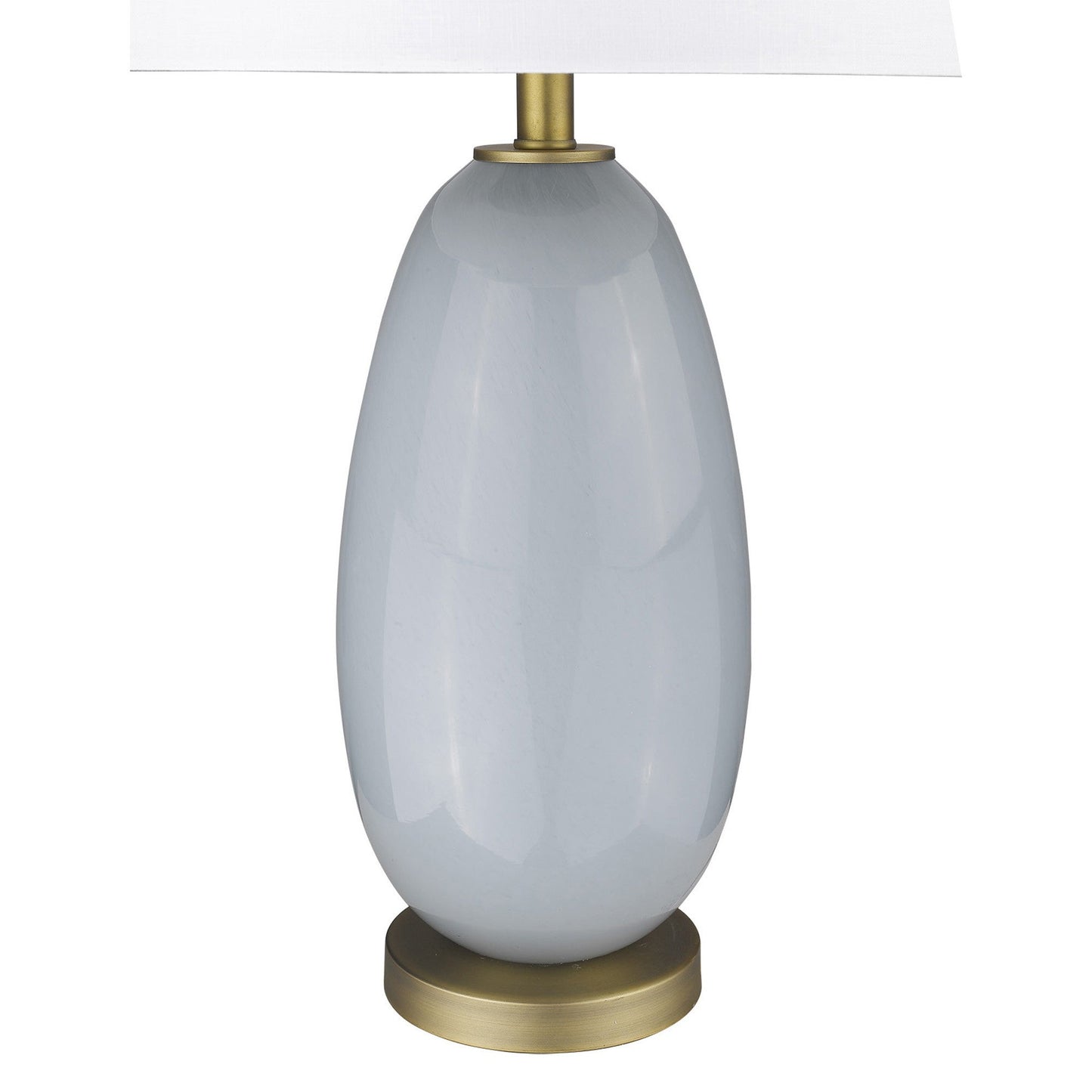 HomeRoots 29" Column Table Lamp With White Drum Shade in Brass Metal Finish