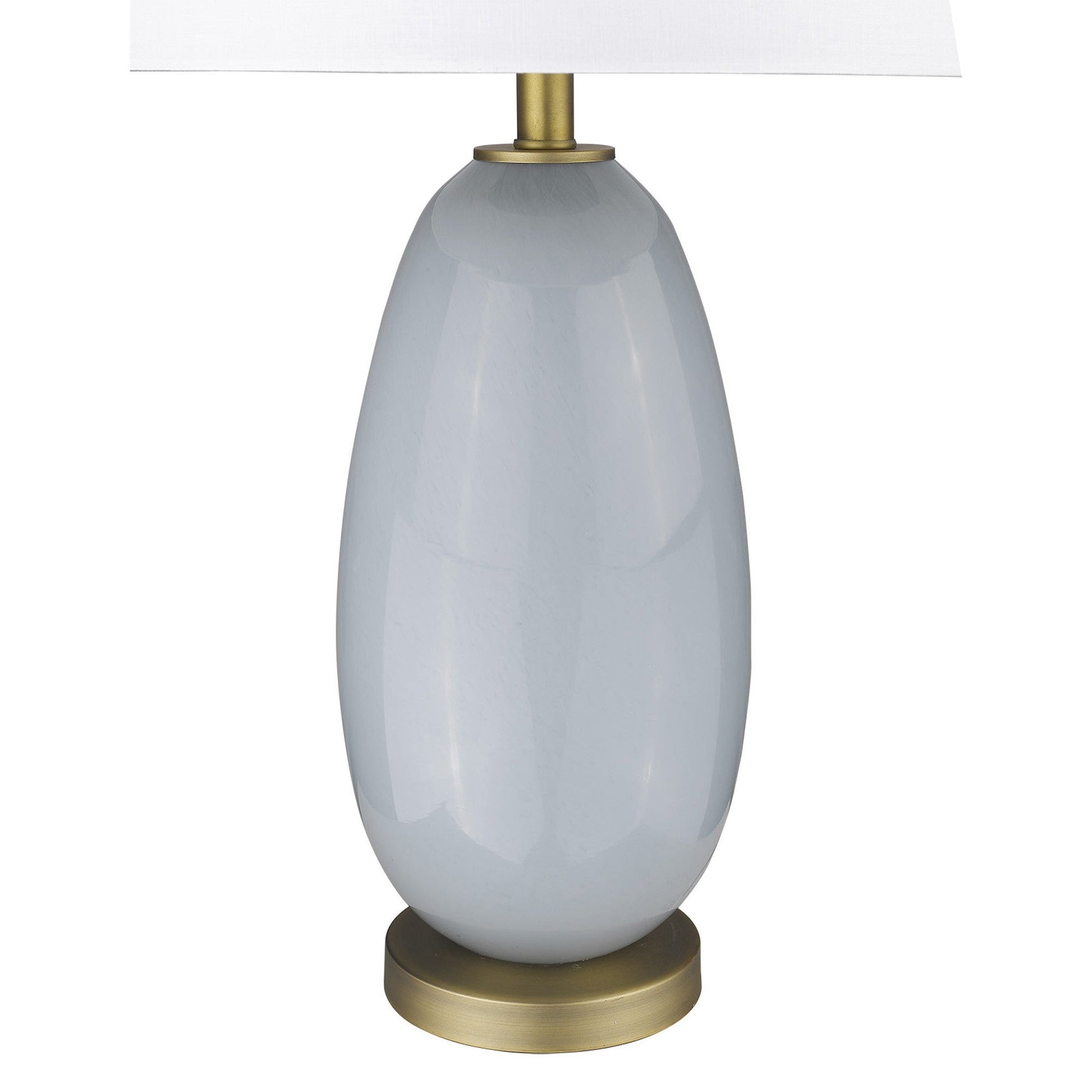 HomeRoots 29" Column Table Lamp With White Drum Shade in Brass Metal Finish