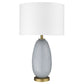 HomeRoots 29" Column Table Lamp With White Drum Shade in Brass Metal Finish