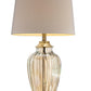 HomeRoots 29" Golden Hue Glass Table Lamp With Cream Fabric Shade