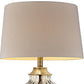 HomeRoots 29" Golden Hue Glass Table Lamp With Cream Fabric Shade