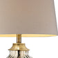 HomeRoots 29" Golden Hue Glass Table Lamp With Cream Fabric Shade