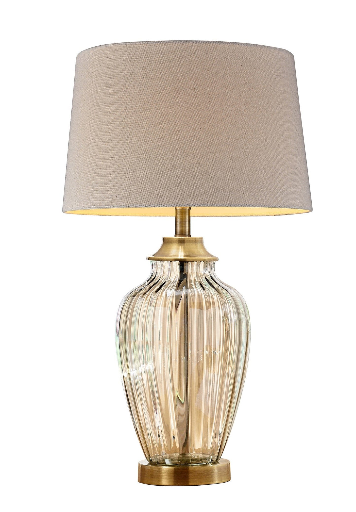 HomeRoots 29" Golden Hue Glass Table Lamp With Cream Fabric Shade
