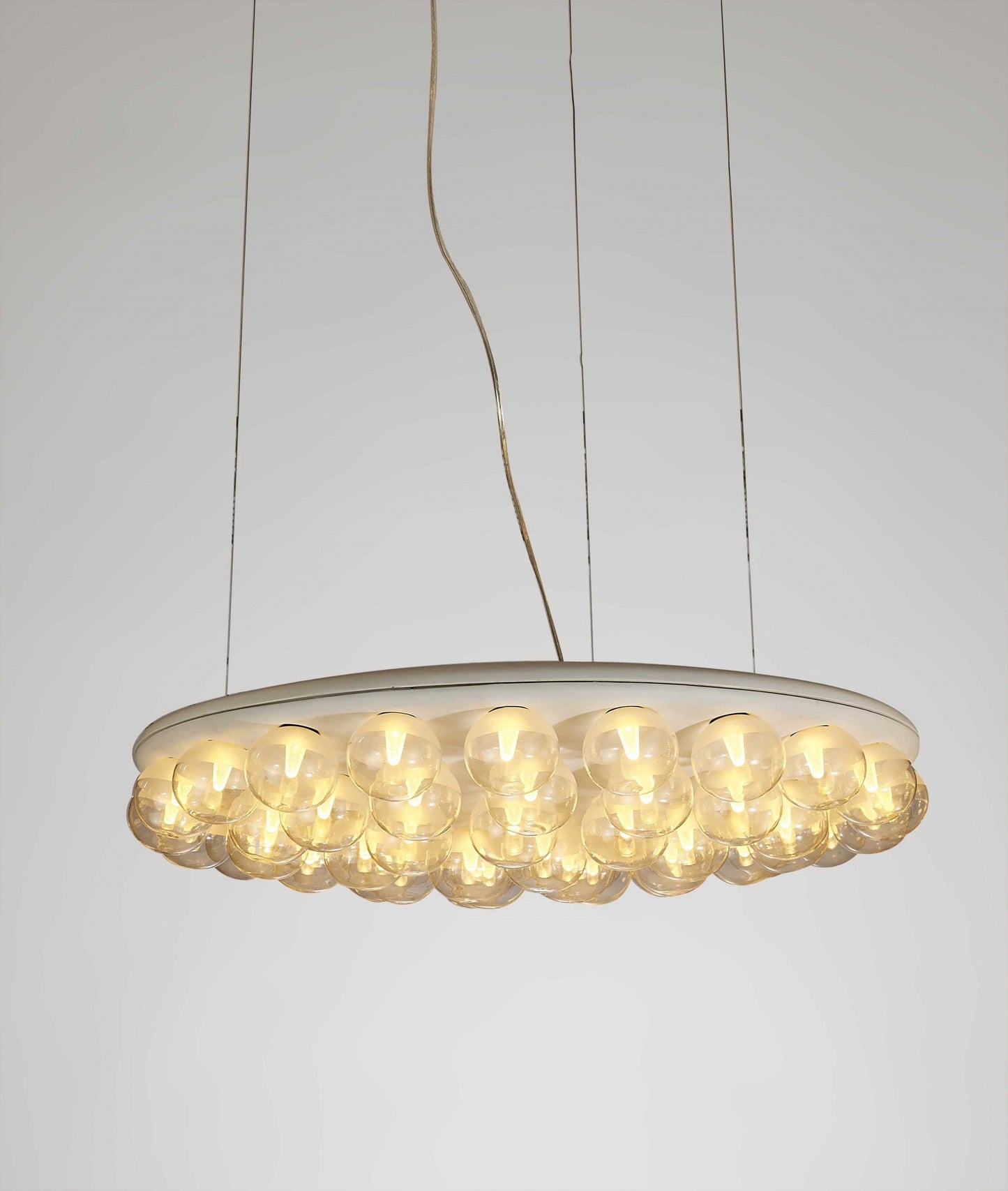 HomeRoots 29" x 29" x 7" Metal Pendant Lamp With White Glass Finish