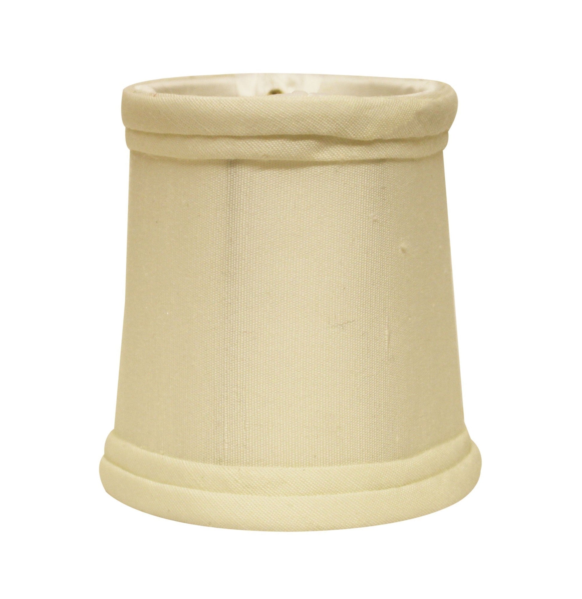HomeRoots 3" Ivory Slanted Chandelier Tissue Shantung Lampshades in Set of 6