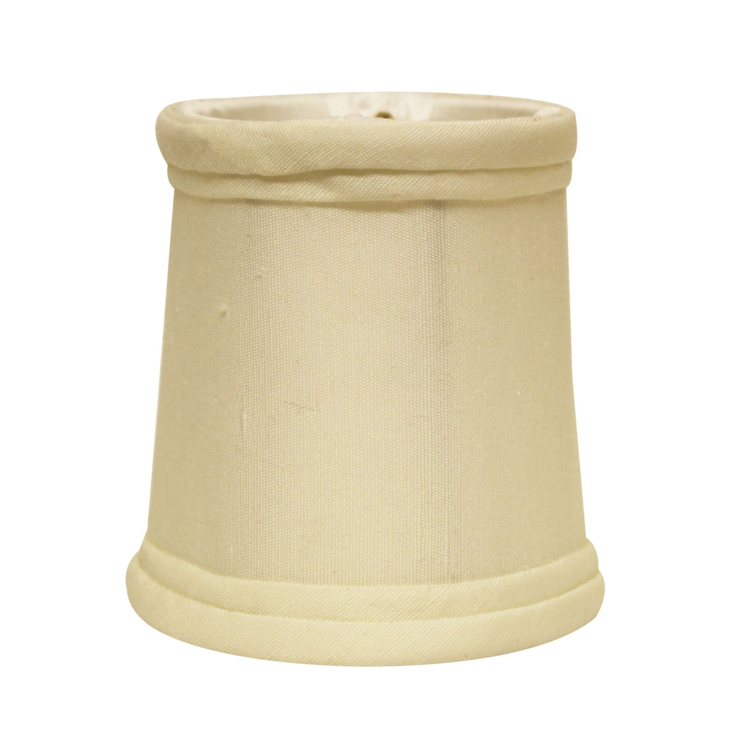 HomeRoots 3" Ivory Slanted Chandelier Tissue Shantung Lampshades in Set of 6