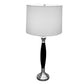 HomeRoots 30" Black Solid Wood Bedside Table Lamp With White Shade