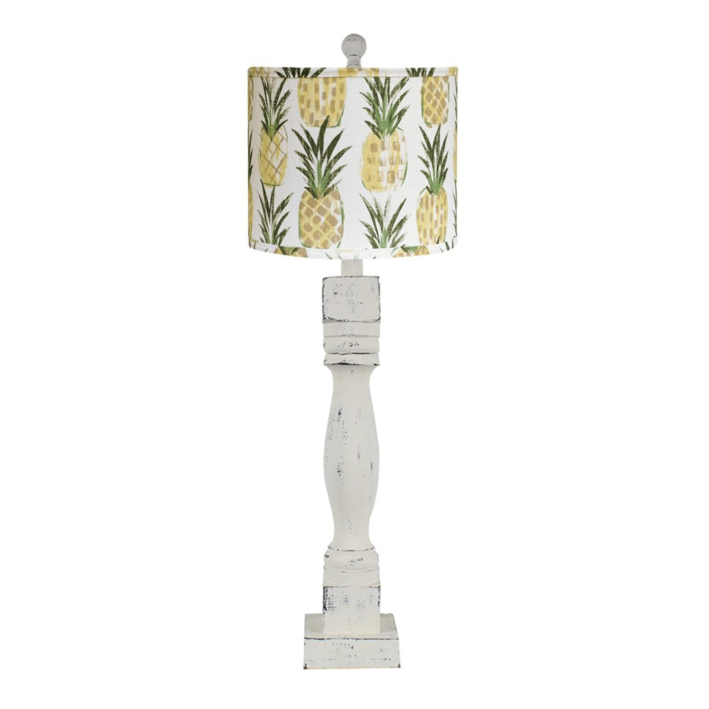 HomeRoots 30" Rustic White Standard Table Lamp With Pineapple Multi Shade