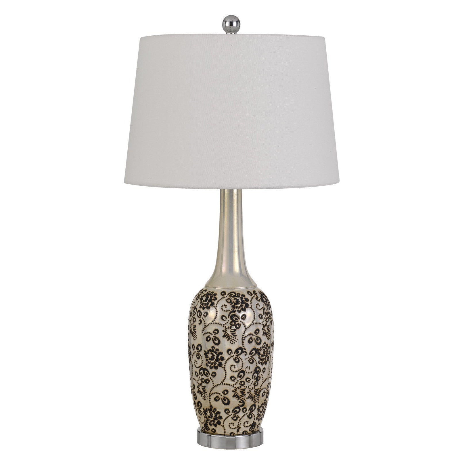 HomeRoots 30” Stylish Ceramic Pearl Table Lamp in Set of Two