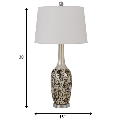 HomeRoots 30” Stylish Ceramic Pearl Table Lamp in Set of Two