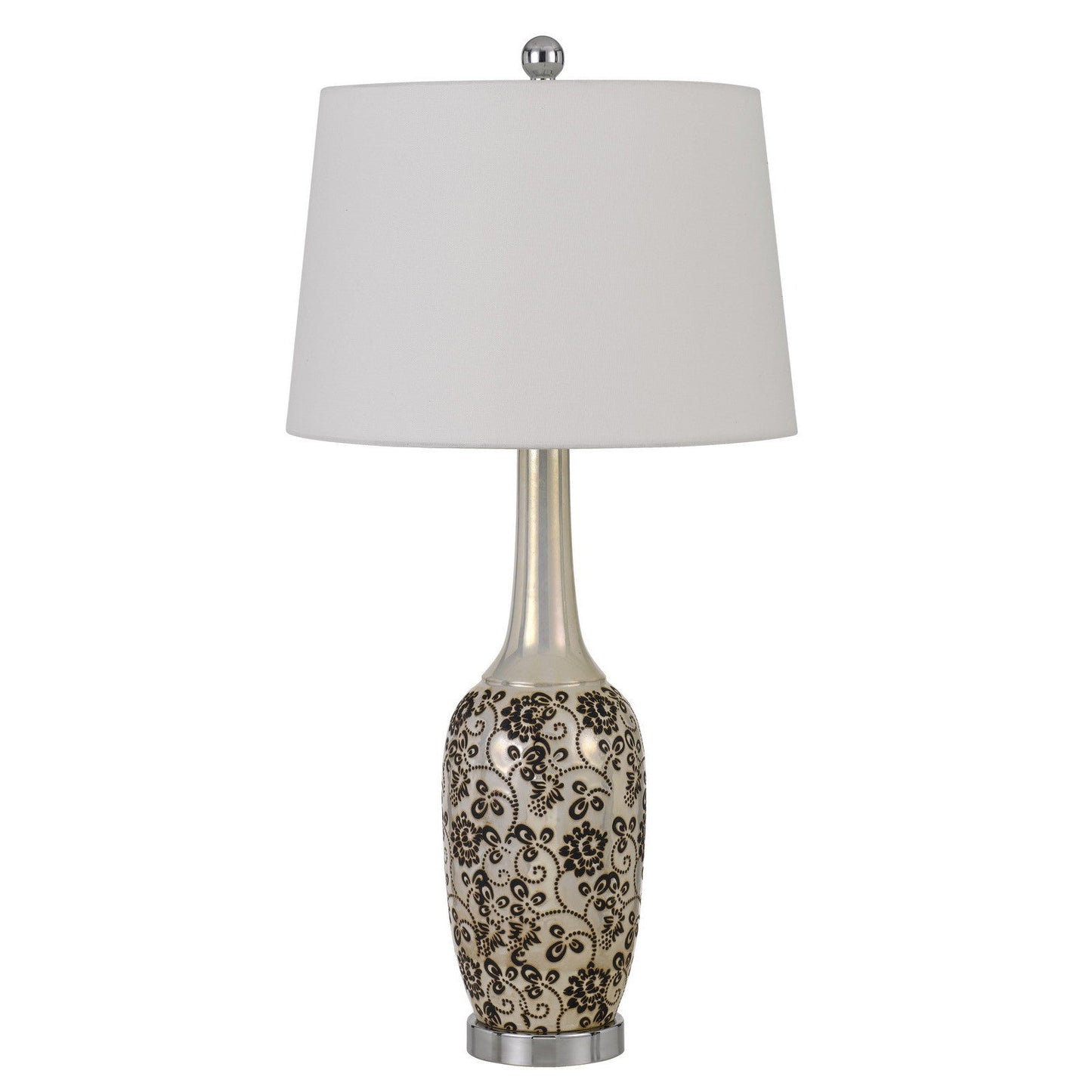 HomeRoots 30” Stylish Ceramic Pearl Table Lamp in Set of Two
