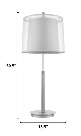 HomeRoots 31" Silver Metal Table Lamp With White Empire Shade