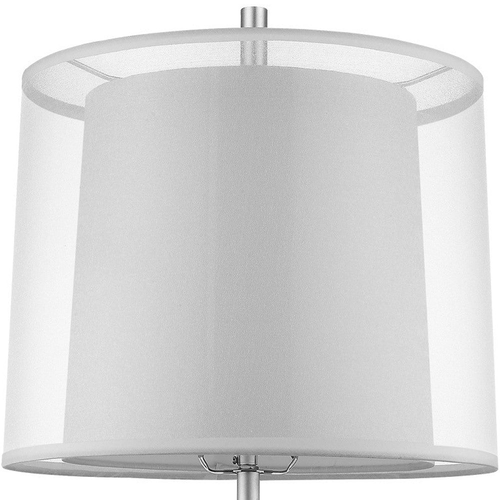 HomeRoots 31" Silver Metal Table Lamp With White Empire Shade