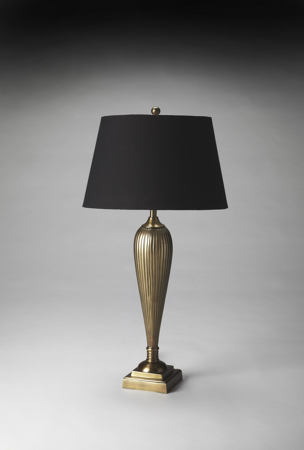 HomeRoots 32" Standard Table Lamp With Black Shade and Brass Metal Finish