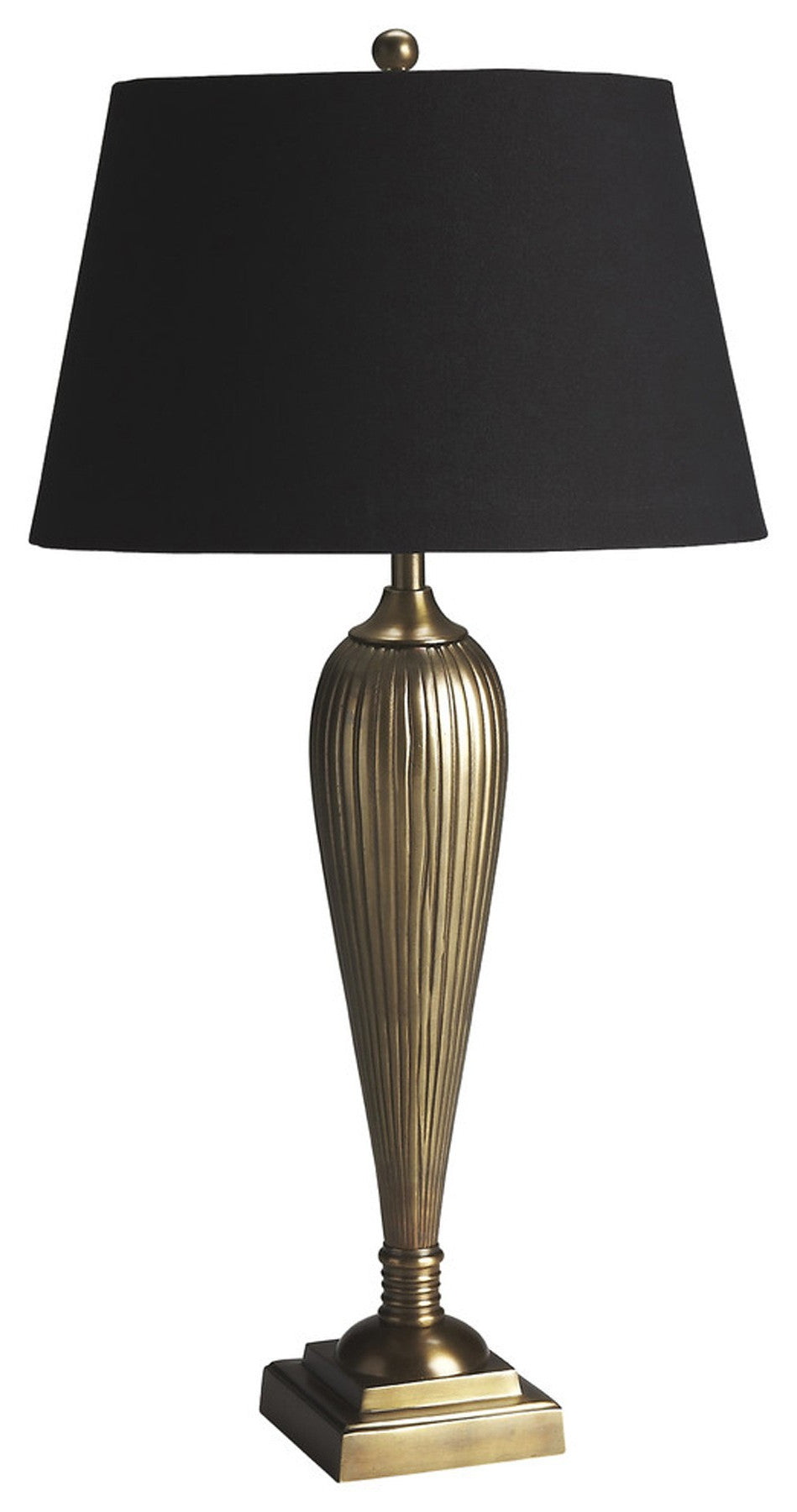 HomeRoots 32" Standard Table Lamp With Black Shade and Brass Metal Finish