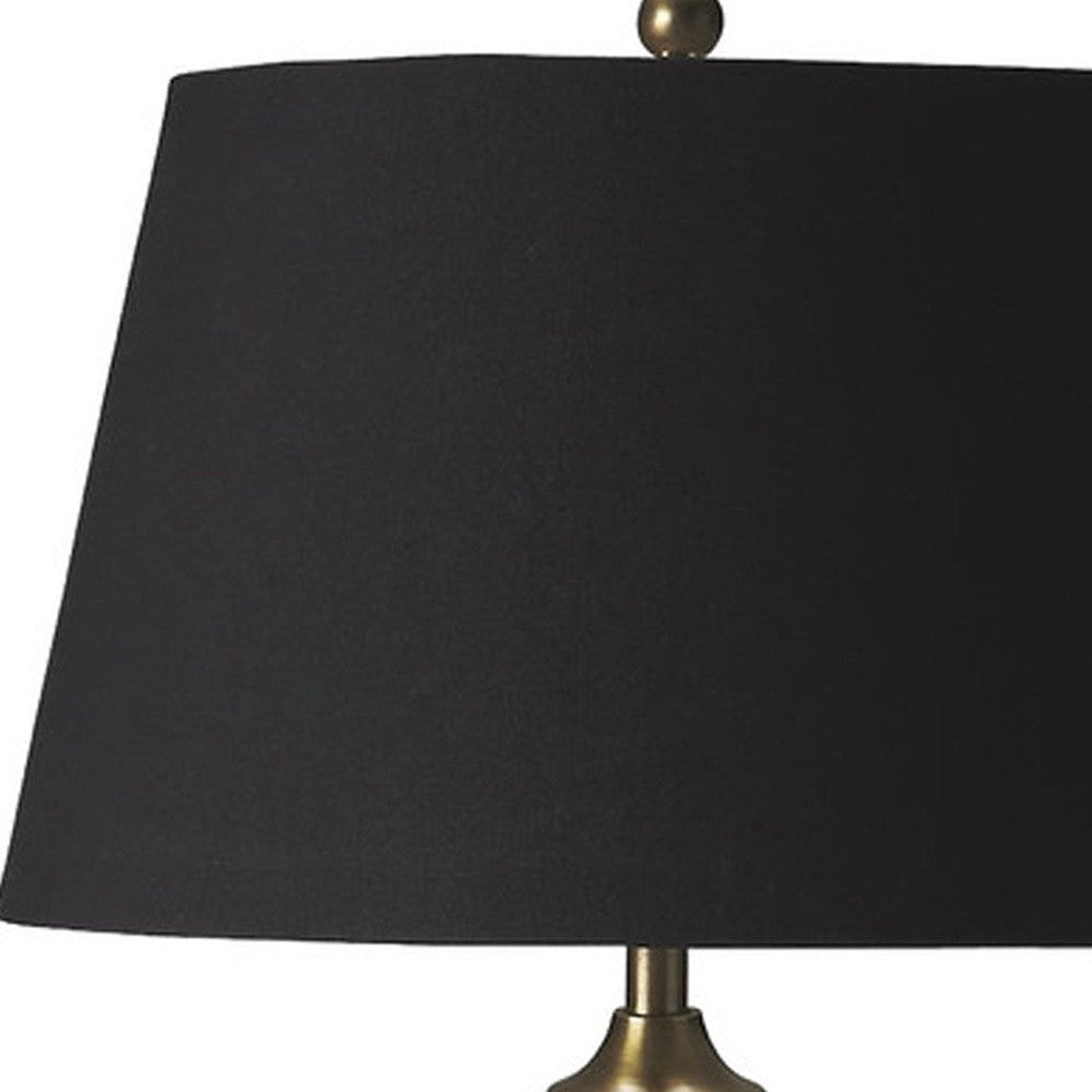 HomeRoots 32" Standard Table Lamp With Black Shade and Brass Metal Finish