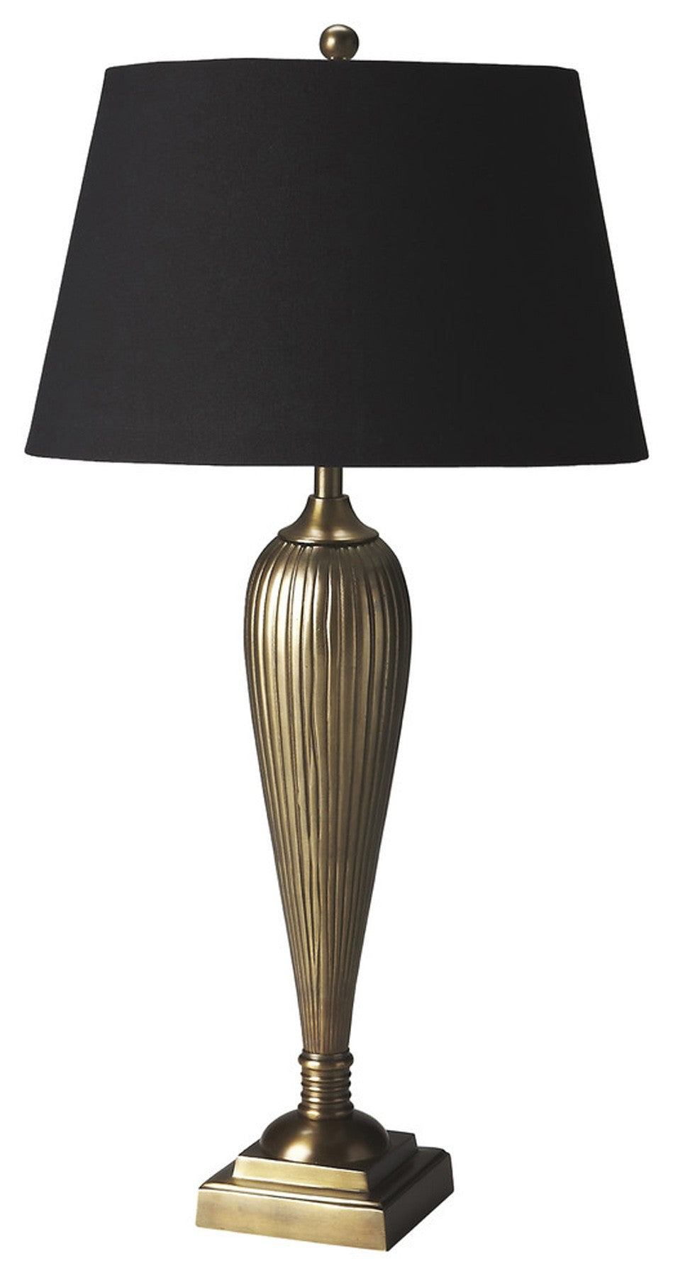 HomeRoots 32" Standard Table Lamp With Black Shade and Brass Metal Finish