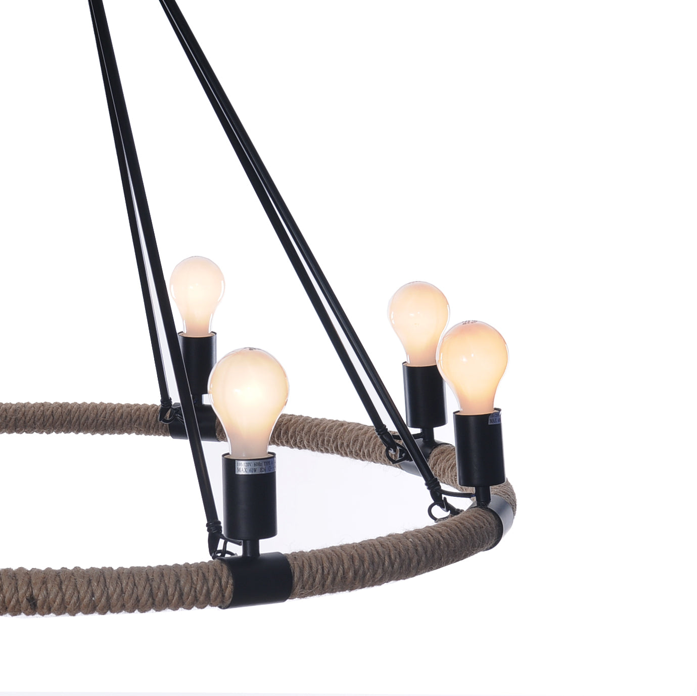 HomeRoots 32" x 37" x 32" 8 Bulbs Pendant Lamp With Rope Finish