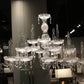 HomeRoots 33" x 33" x 55" Glass Pendant Lamp With Clear Crystal Finish
