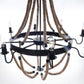 HomeRoots 35.5" x 35.5" x 47" 8 Bulbs Large Pendant Lamp With Rope Finish