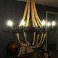 HomeRoots 35.5" x 35.5" x 47" 8 Bulbs Large Pendant Lamp With Rope Finish