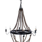 HomeRoots 35.5" x 35.5" x 47" 8 Bulbs Large Pendant Lamp With Rope Finish