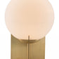 HomeRoots 37" Brass Metal Bedside Table With Off White Globe Shade