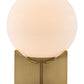 HomeRoots 37" Brass Metal Bedside Table With Off White Globe Shade