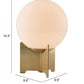 HomeRoots 37" Brass Metal Bedside Table With Off White Globe Shade