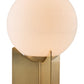 HomeRoots 37" Brass Metal Bedside Table With Off White Globe Shade