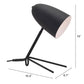 HomeRoots 38" Black Bedside Table Lamp With Dome Shade