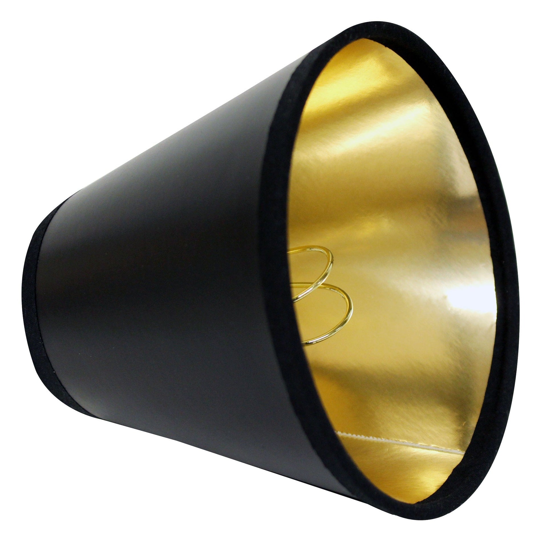 HomeRoots 4" Black With Gold Chandelier Parchment Lampshades in Set of 6