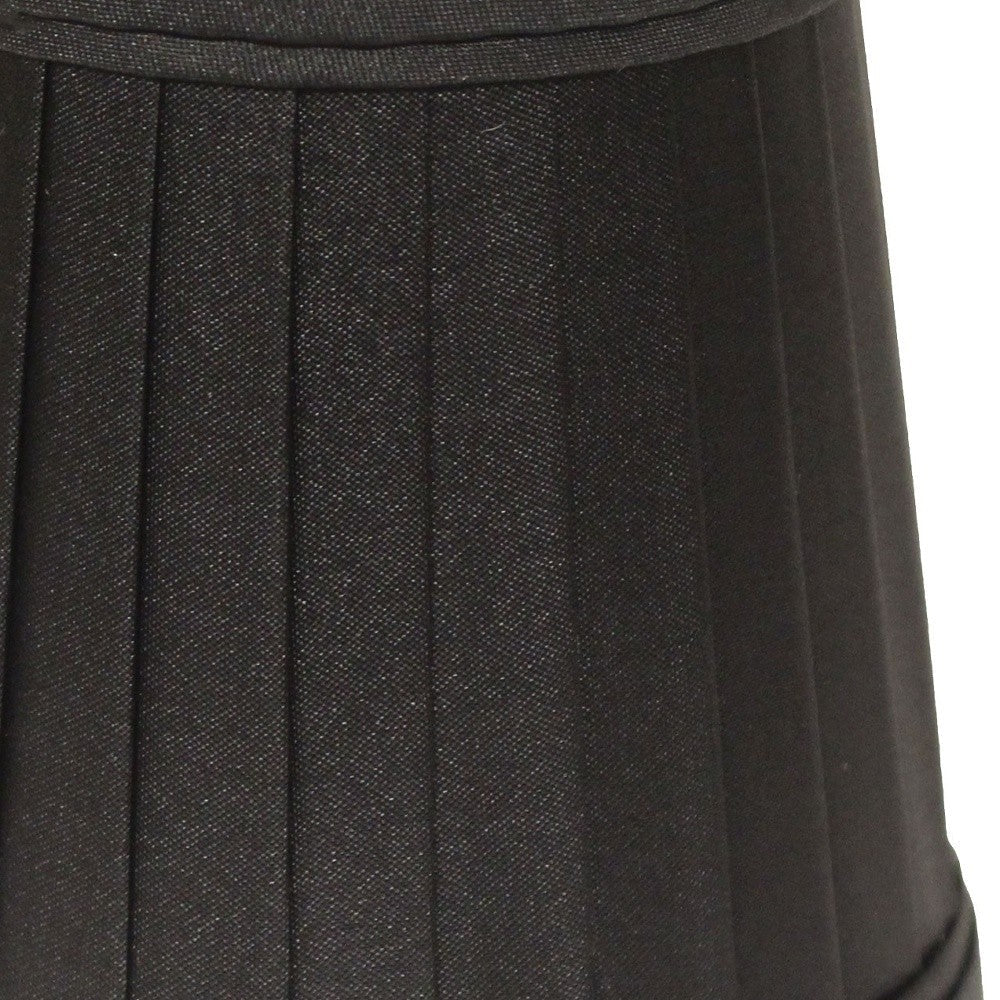 HomeRoots 4" Black and Gold Slanted Pleat Chandelier Silk Lampshades in Set of 6