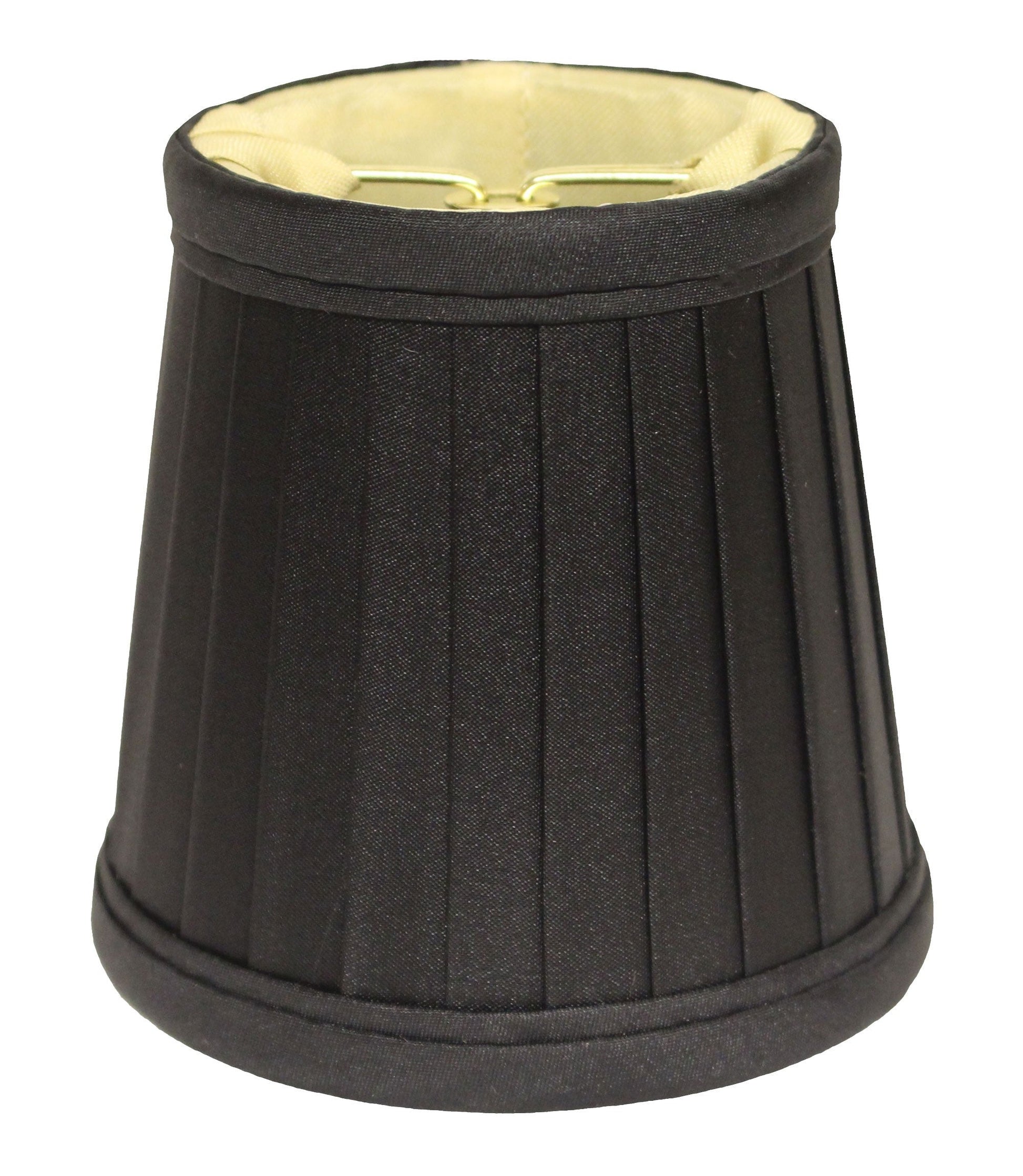 HomeRoots 4" Black and Gold Slanted Pleat Chandelier Silk Lampshades in Set of 6