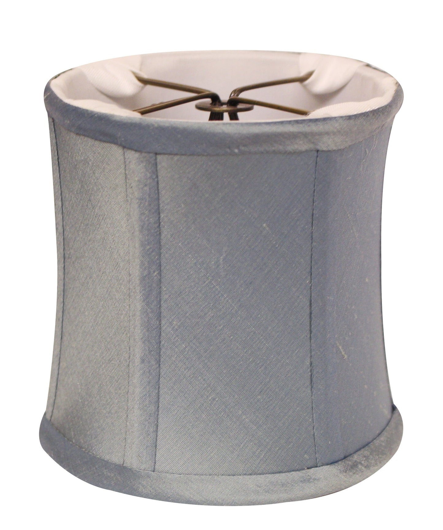 HomeRoots 4" Blue Steel Corset Drum Chandelier Dupioni Lampshades in Set of 6