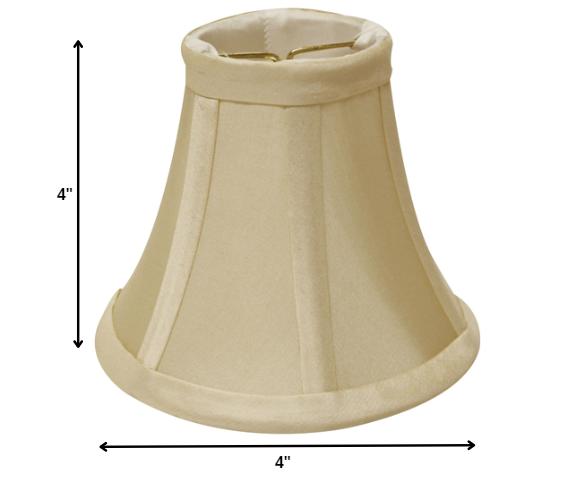 HomeRoots 4" Bright Yellow Slanted Chandelier Dupioni Lampshades in Set of 6
