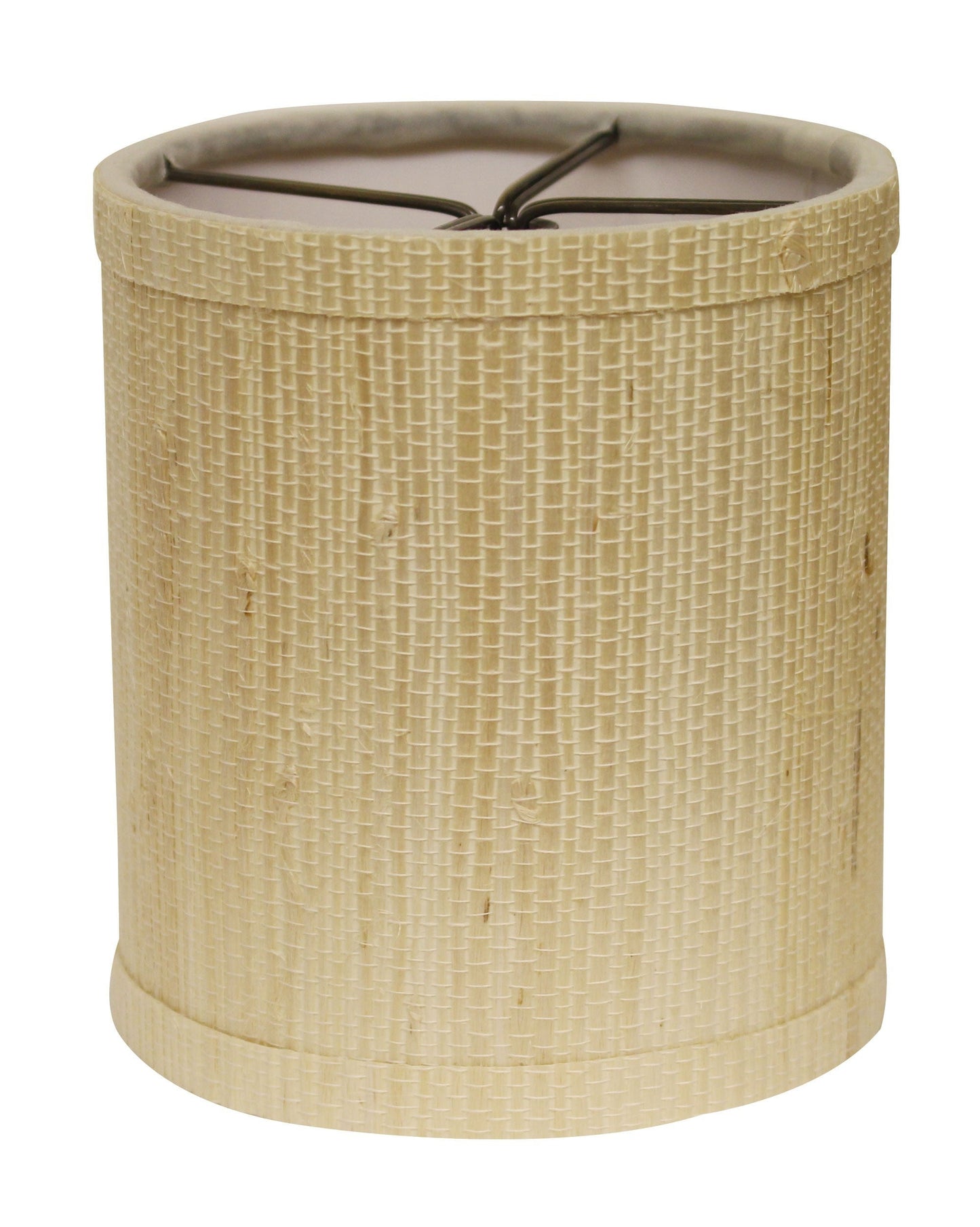 HomeRoots 4" Ivory Grasscloth Drum Chandelier Lampshades in Set of 6