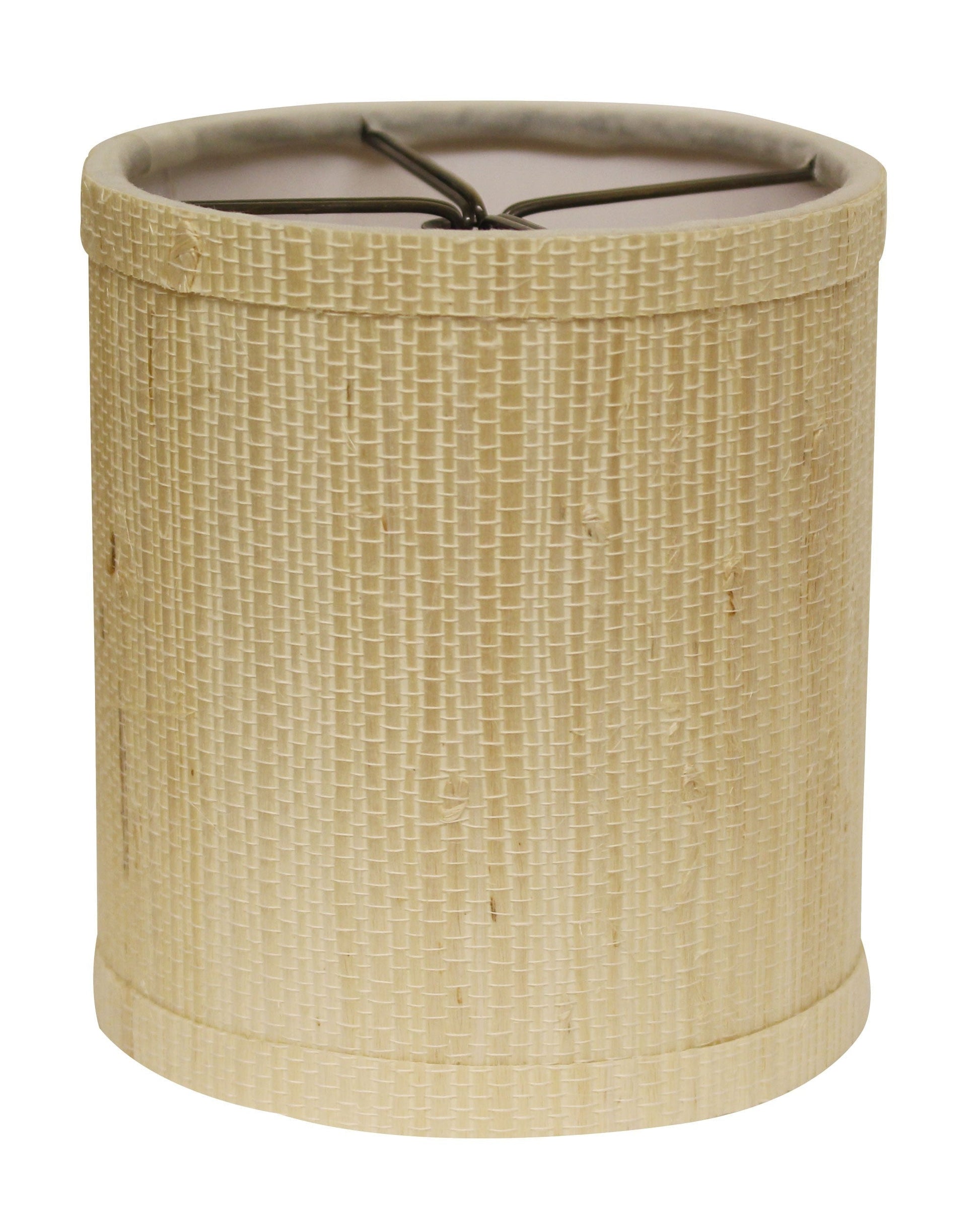 HomeRoots 4" Ivory Grasscloth Drum Chandelier Lampshades in Set of 6