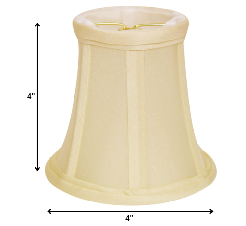 HomeRoots 4" Ivory Slanted Chandelier Dupioni Lampshades in Set of 6