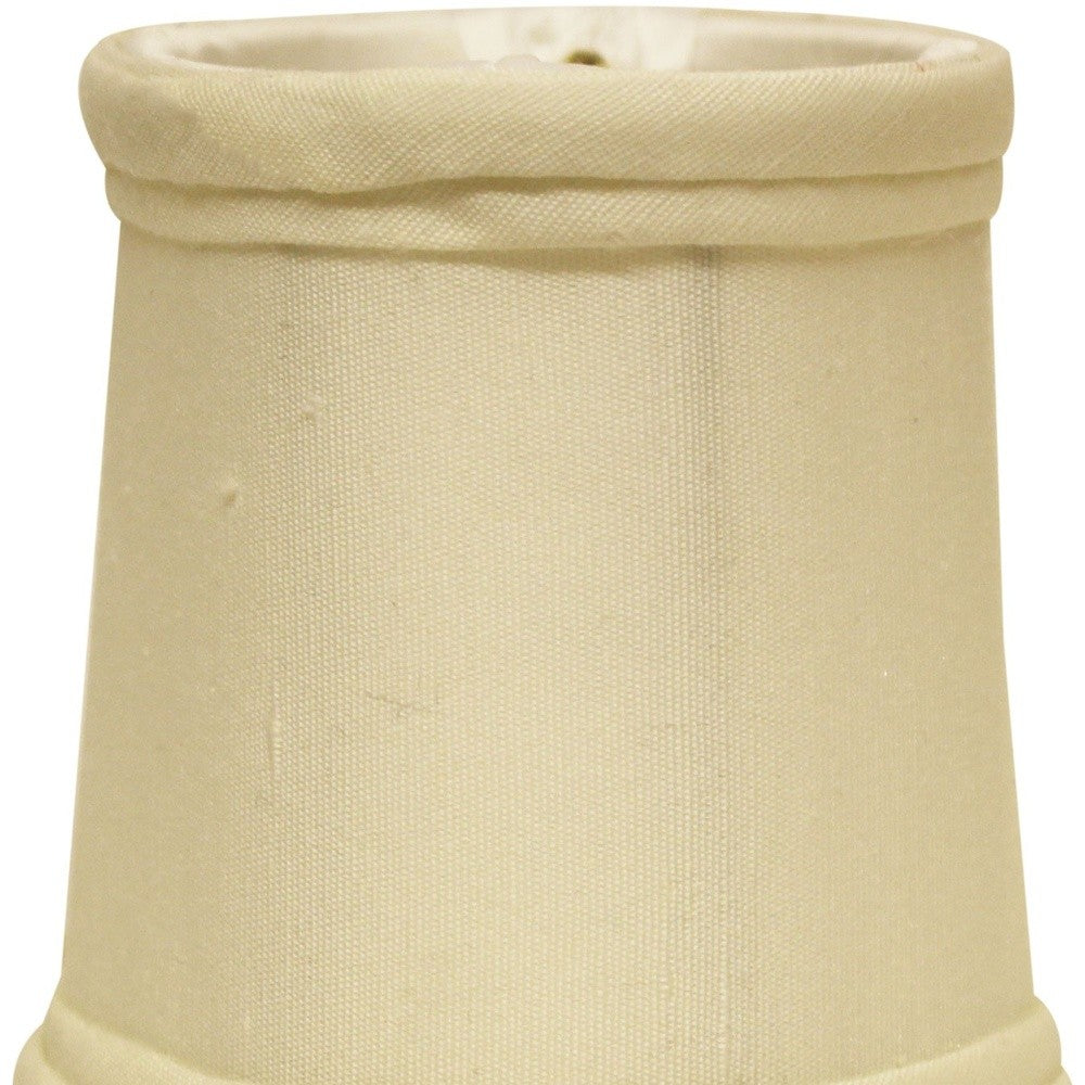 HomeRoots 4" Ivory Slanted Chandelier Tissue Shantung Lampshades in Set of 6