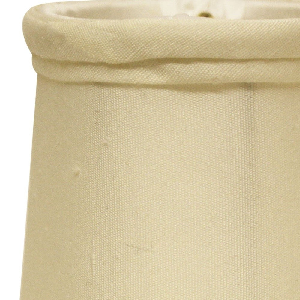 HomeRoots 4" Ivory Slanted Chandelier Tissue Shantung Lampshades in Set of 6
