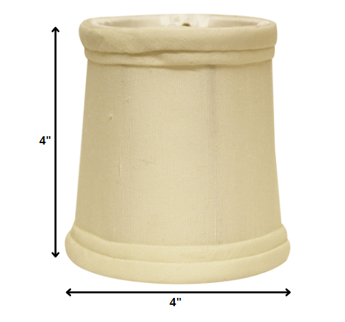 HomeRoots 4" Ivory Slanted Chandelier Tissue Shantung Lampshades in Set of 6