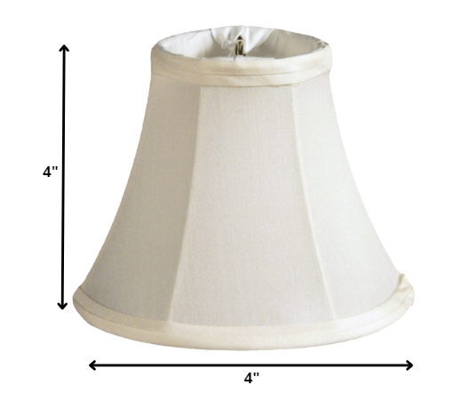 HomeRoots 4" Ivory Slanted Silk Chandelier Pongee Shantung Lampshades in Set of 6