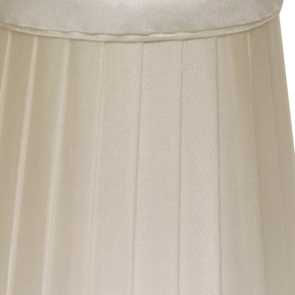 HomeRoots 4" Slate Grey Slanted Pleat Chandelier Silk Lampshades in Set of 6